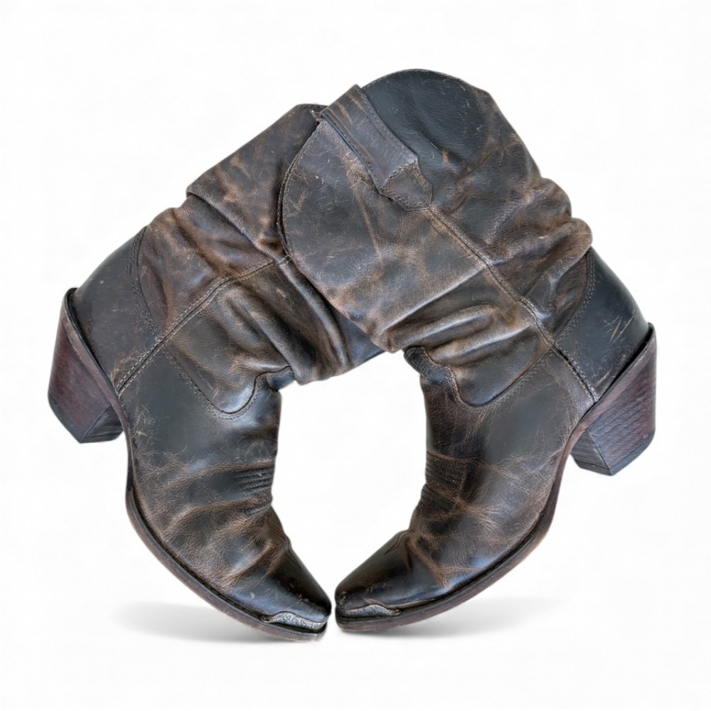 Vintage Western Leather Cowboy Boots – Size 8 – Collectible